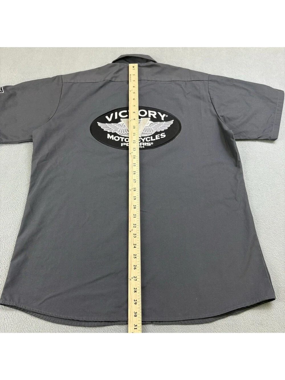 Victory Motorcycles Polaris Mechanic Button Up Shirt Size Larg Gray